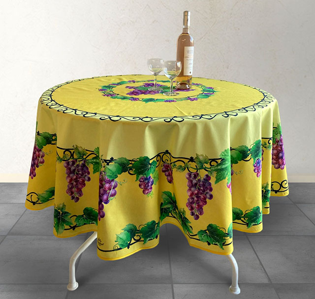 Round Tablecloth Coated (GRAPPES. yellow)